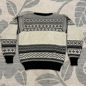 J.Crew Fair Isle Geometric Sweater 100% Wool 80s Vintage Hong Kong Made Size XL